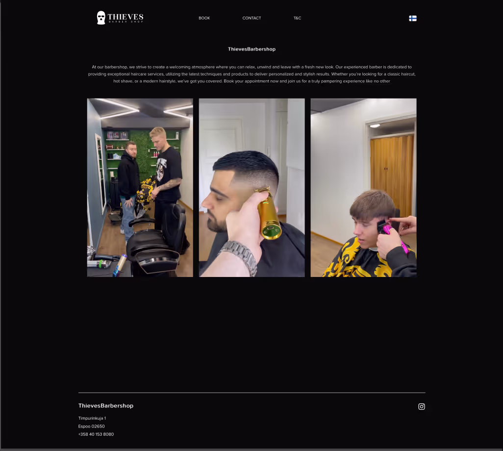 Thieves Barber verkkosivut