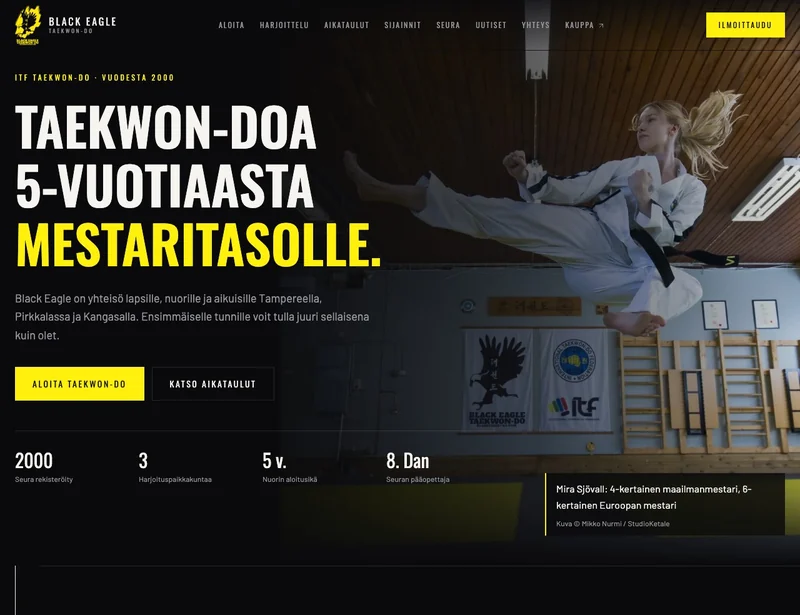 Black Eagle Taekwon-Do verkkosivut